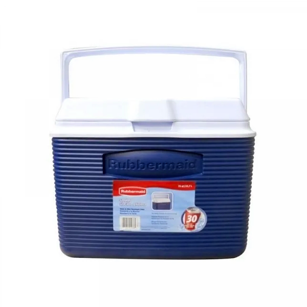 Hielera azul con capacidad de 24 latas