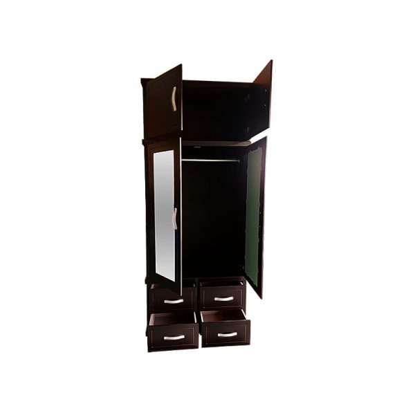 Ropero Castro Jumbo chico, con cajonera, closet y maletero en color chocolate incluye luna