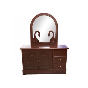 Mueble Tocador con Cajonera y Luna color nogal
