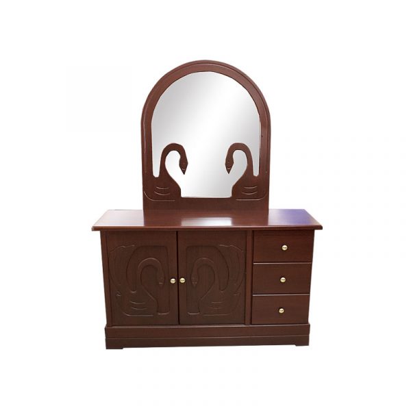 Mueble Tocador con Cajonera y Luna color nogal