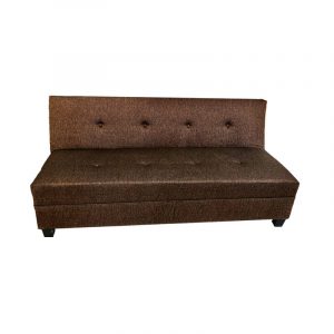 Sofa cama abatible en color café, forro de tela.