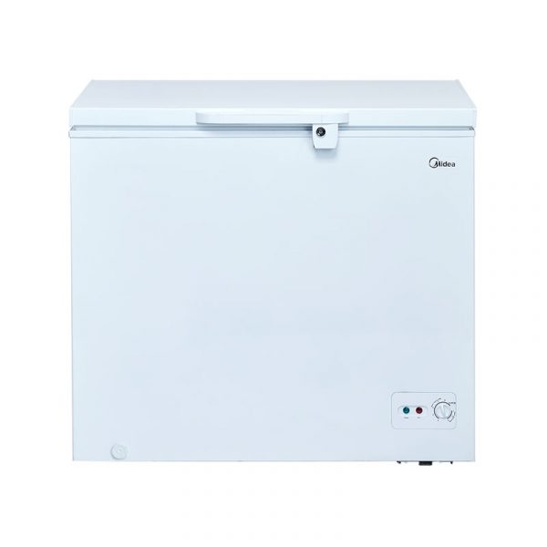 Congelador Marca Midea de 9 pies de capacidad, doble canastillas de alambrón removible.